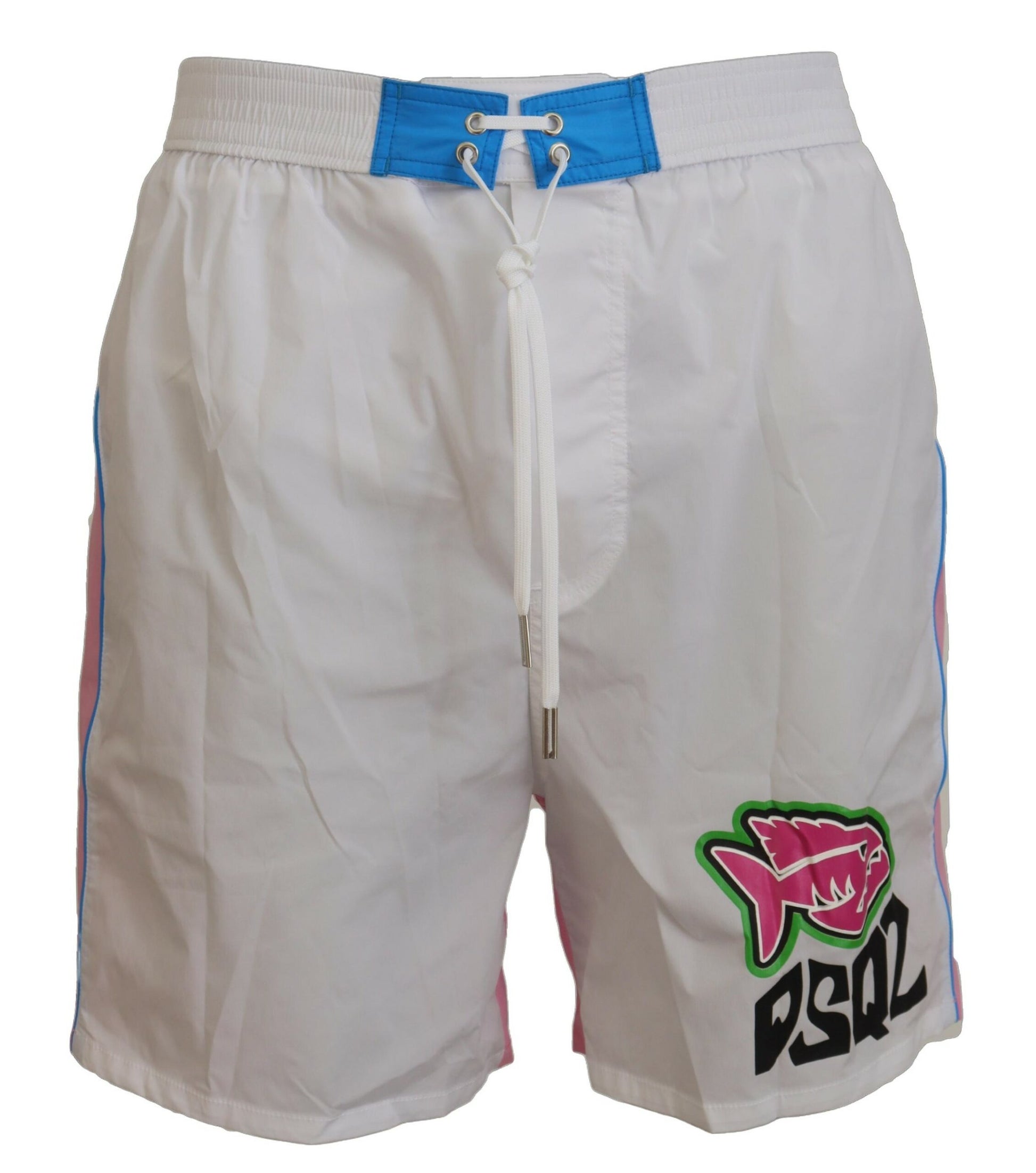 Weiß Rosa Logo Print Männer Beachwear Shorts Bademode