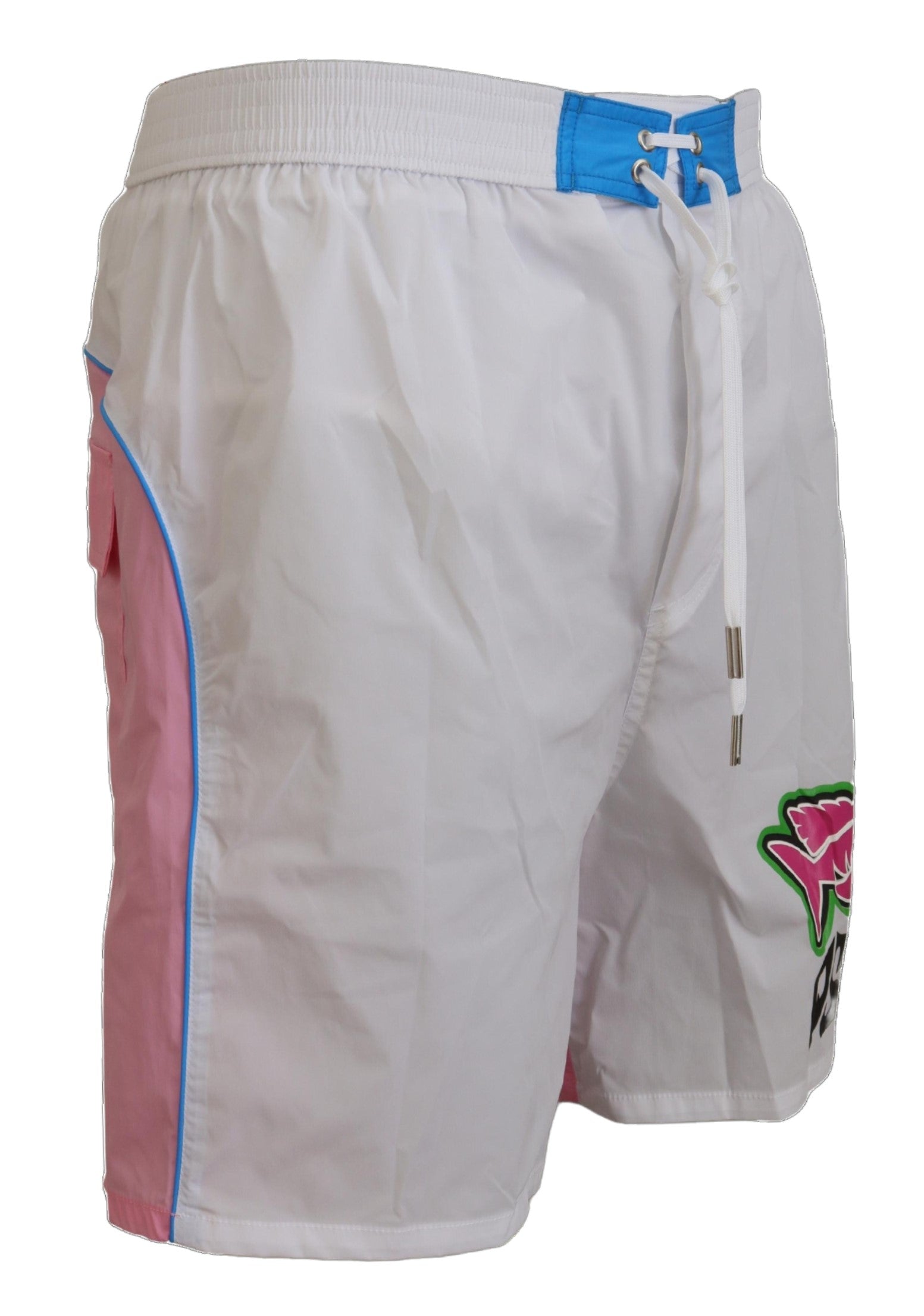 Weiß Rosa Logo Print Männer Beachwear Shorts Bademode
