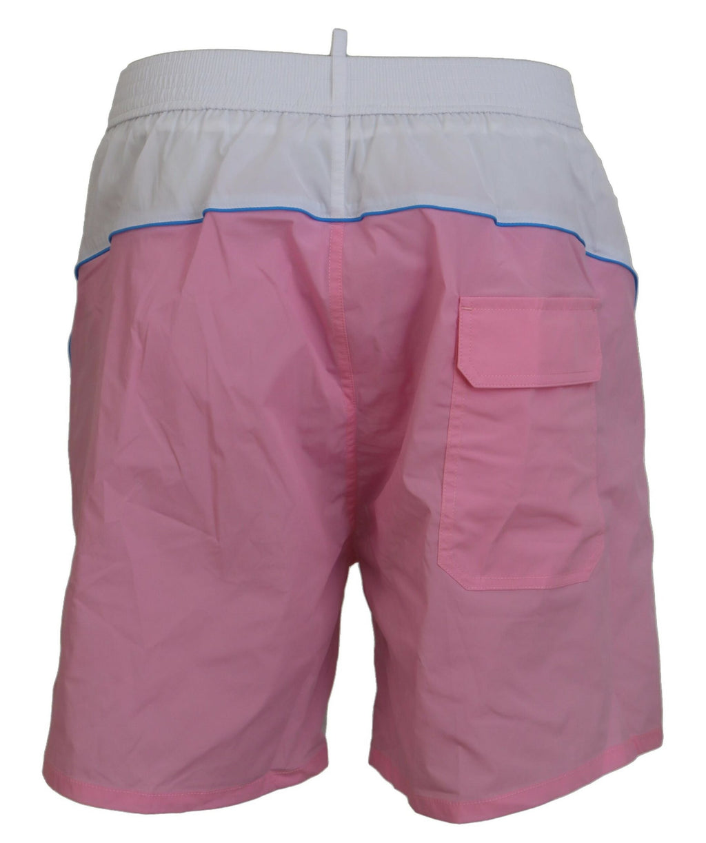 Weiß Rosa Logo Print Männer Beachwear Shorts Bademode