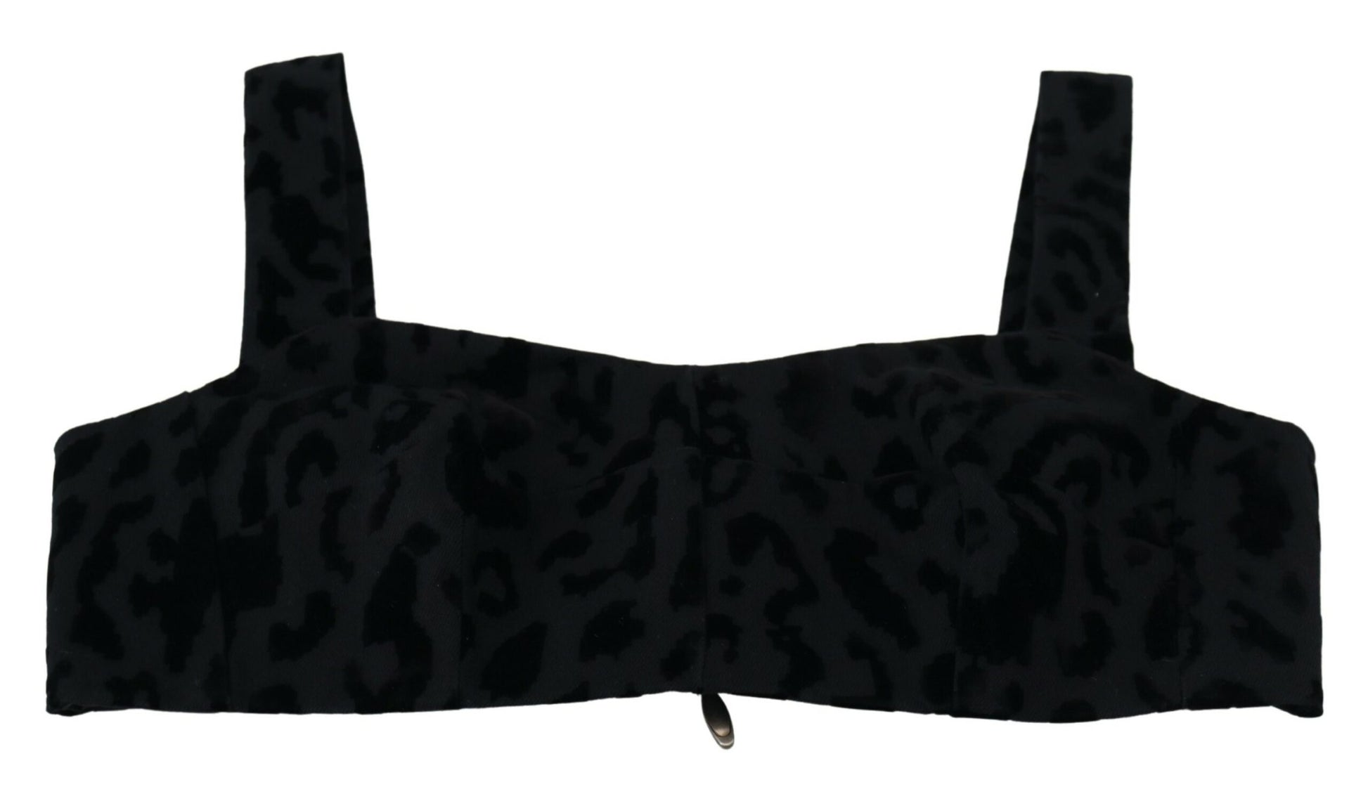 Schwarzes, kurzes Bustier-Korsett-BH-Top mit Leopardenmuster