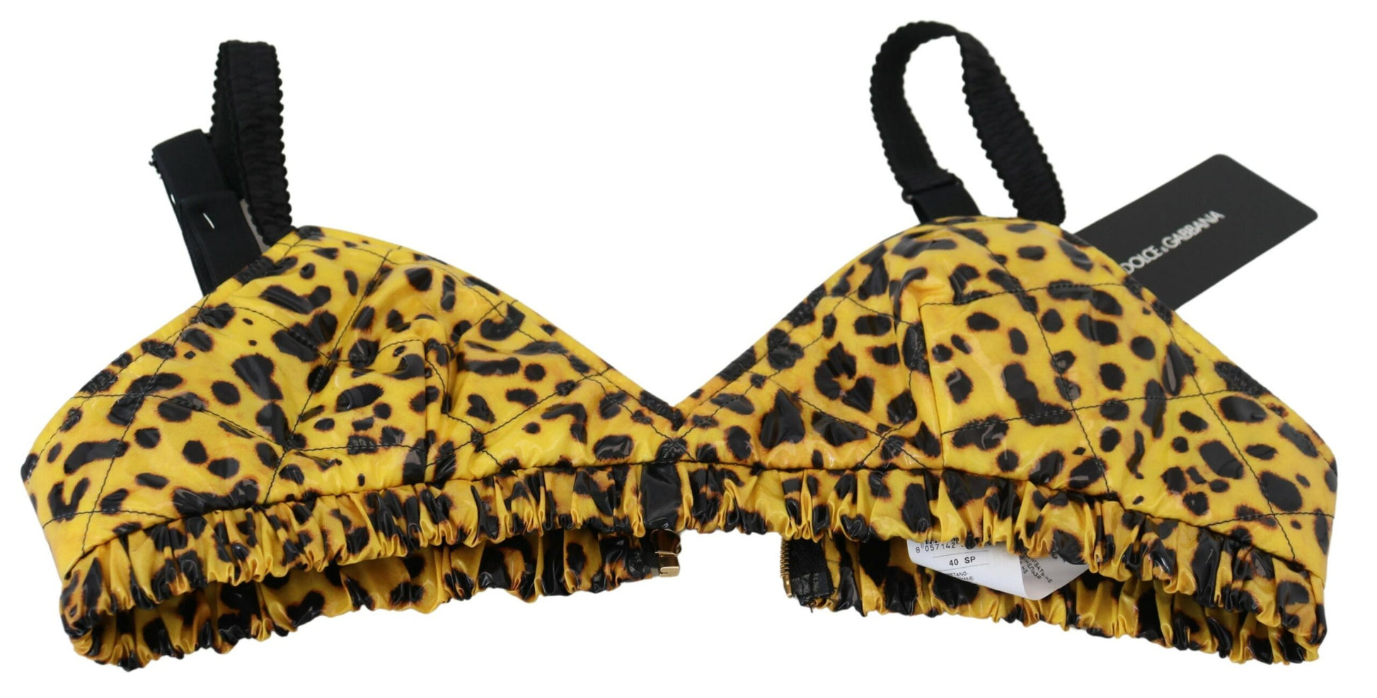 Gelbes, kurzes Bustier-Korsett-BH-Top mit Leopardenmuster