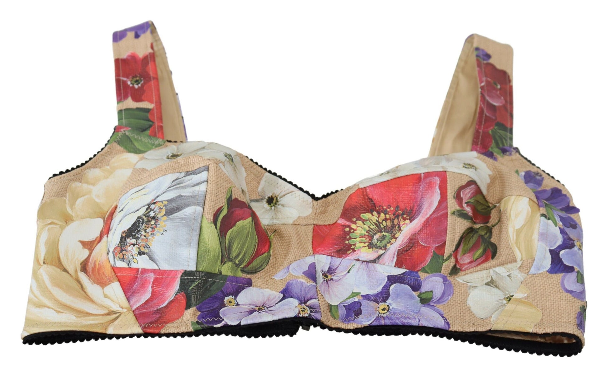 Mehrfarbiges, kurzes Bustier-Korsett-Oberteil mit Blumenmuster