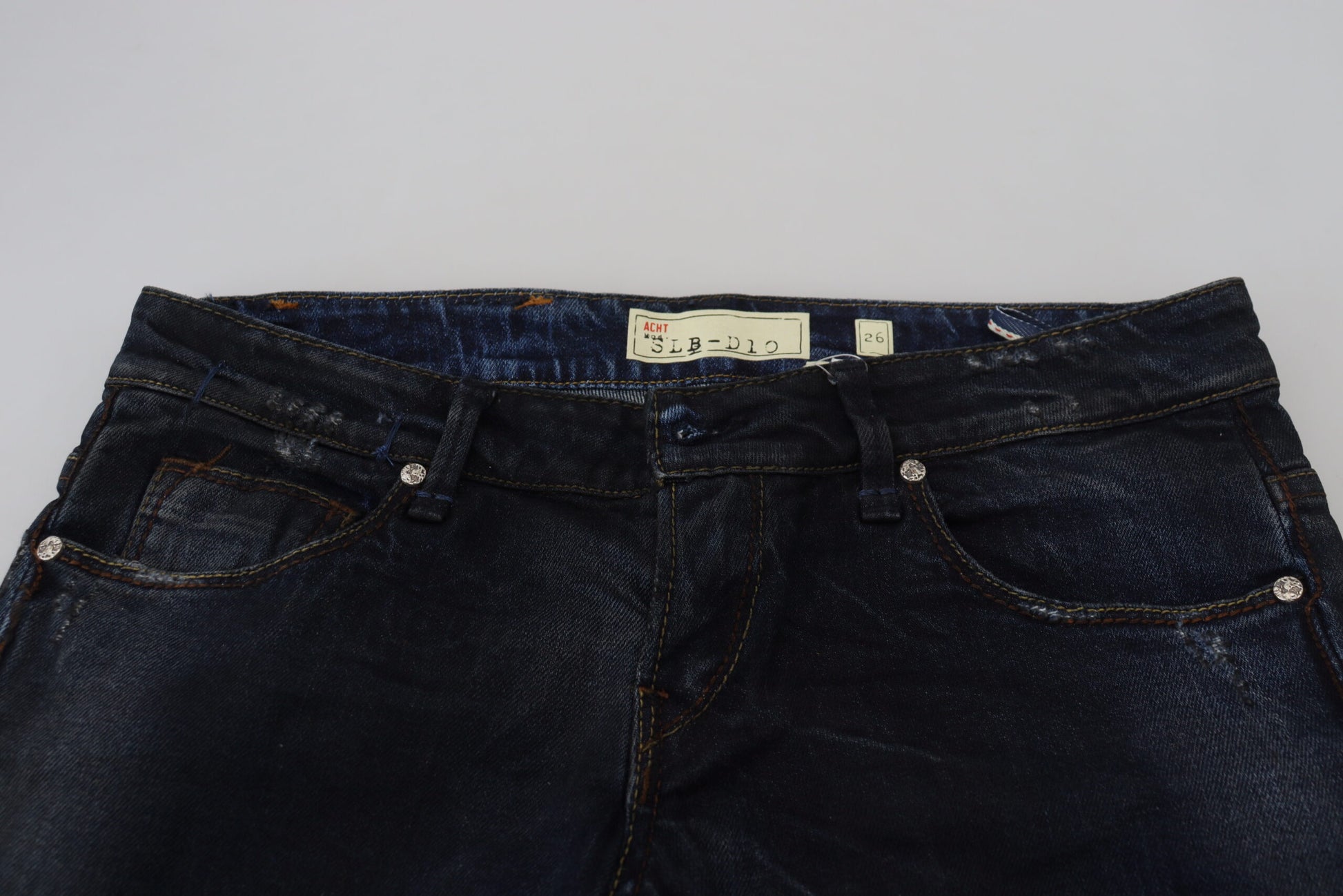 Blaue Slim Fit Jeans mit niedriger Taille für Damen