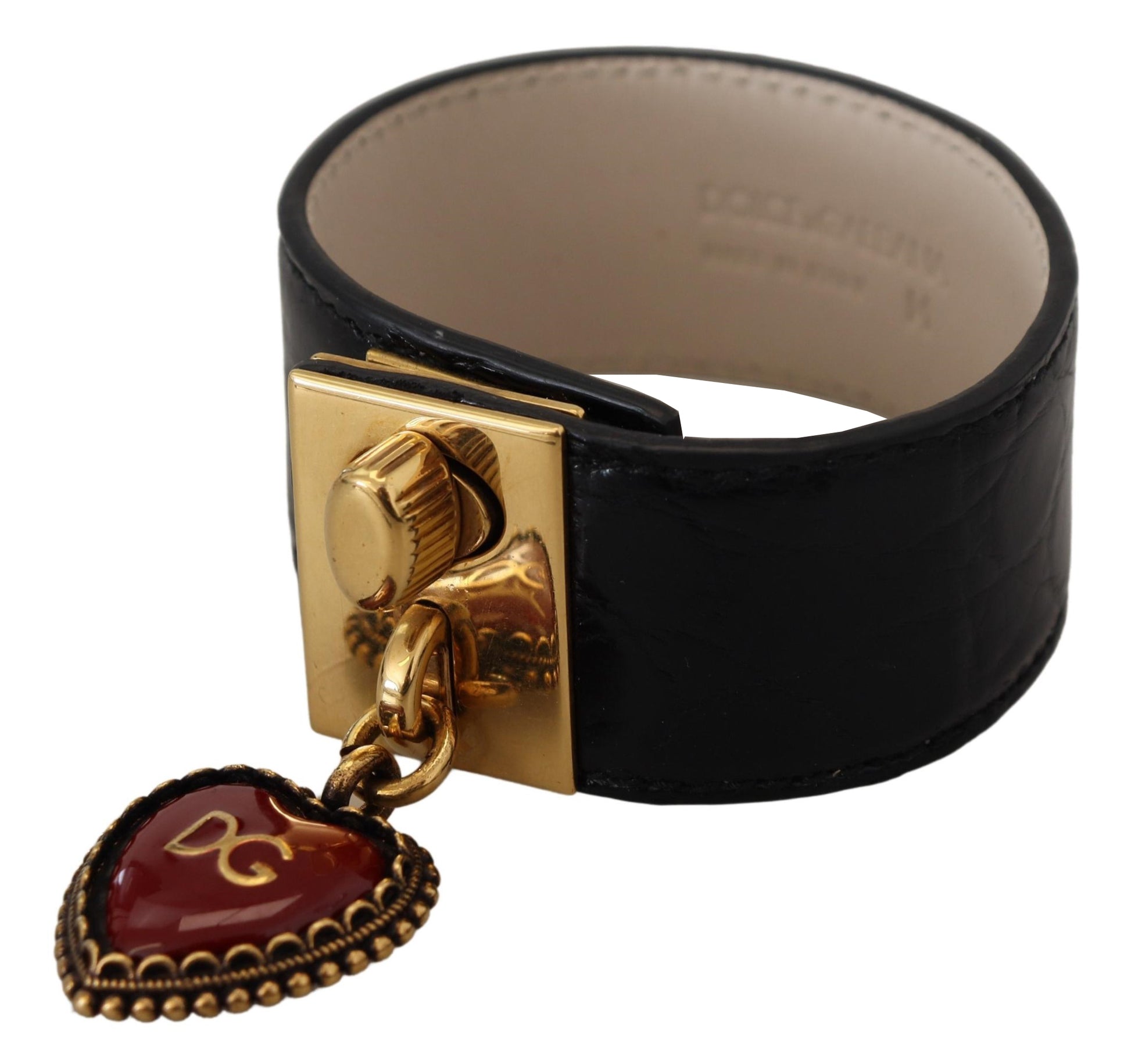 Schwarzes DG-Schlüsselringarmband aus Dauphine-Leder