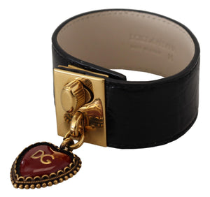Schwarzes DG-Schlüsselringarmband aus Dauphine-Leder