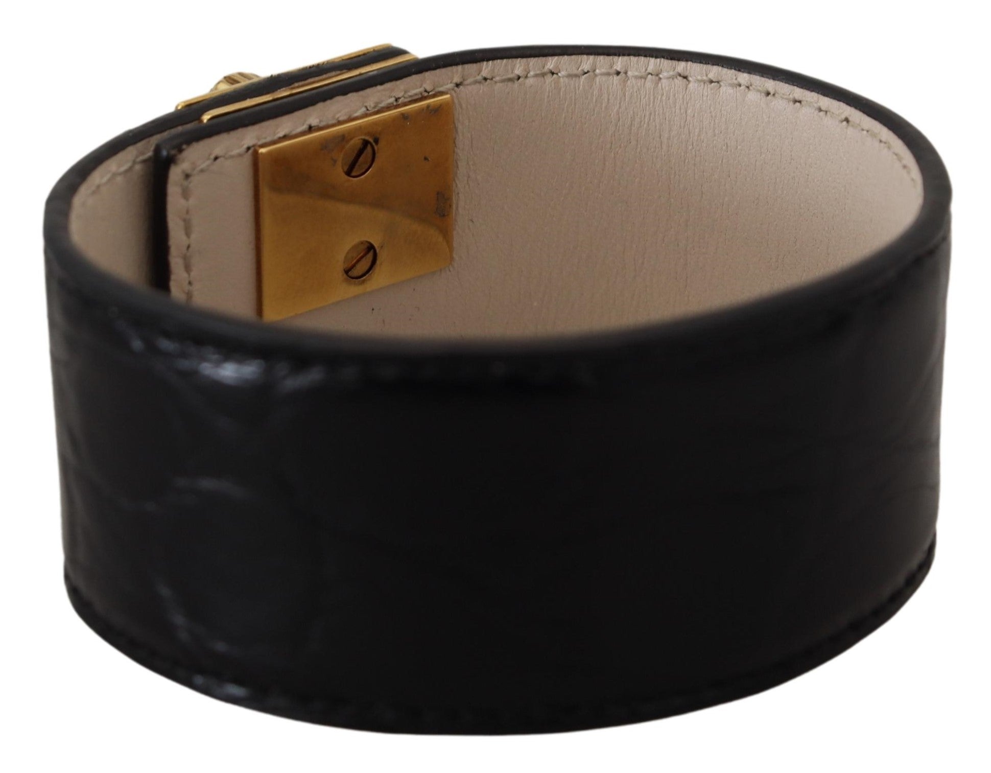 Schwarzes DG-Schlüsselringarmband aus Dauphine-Leder