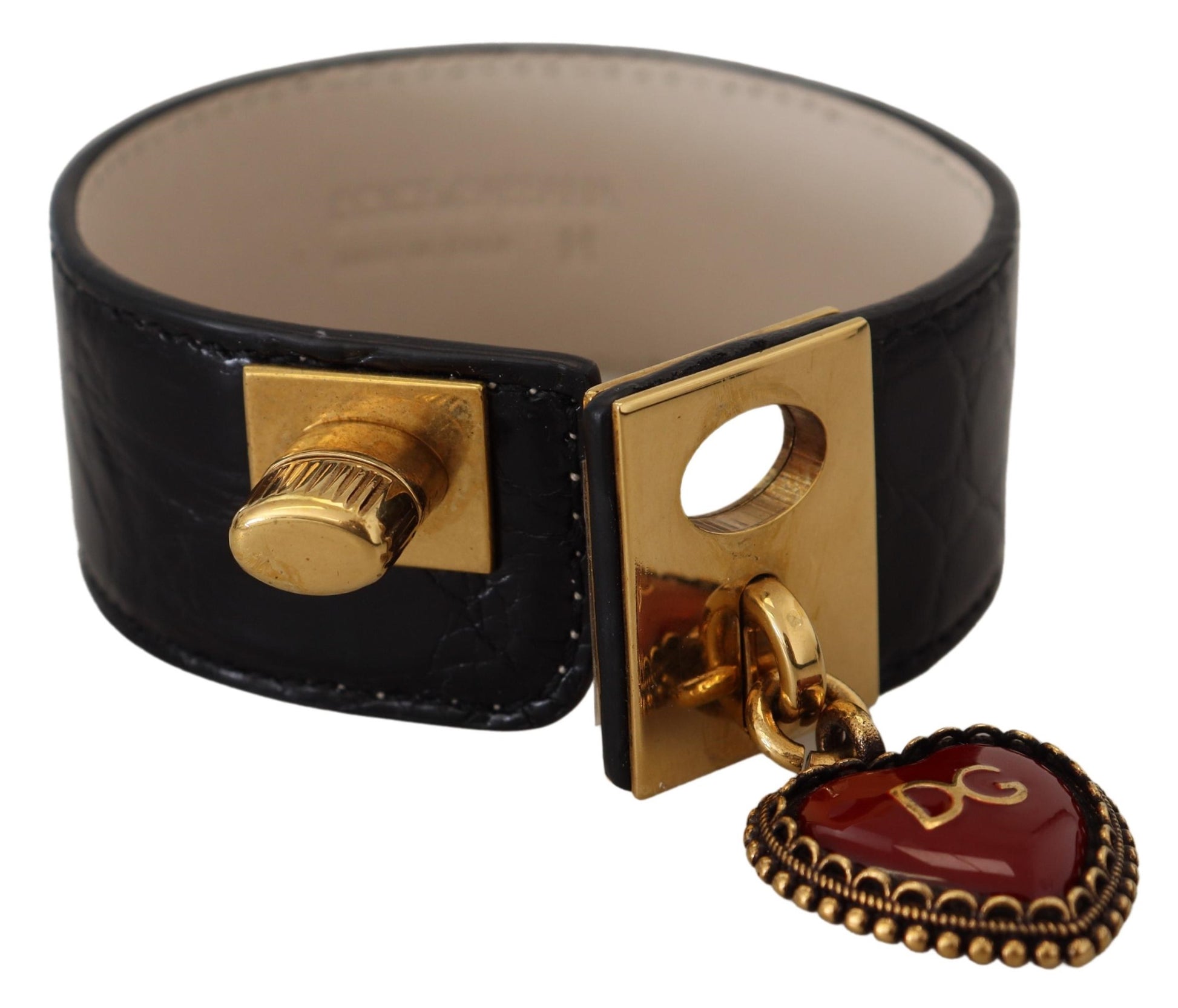 Schwarzes DG-Schlüsselringarmband aus Dauphine-Leder
