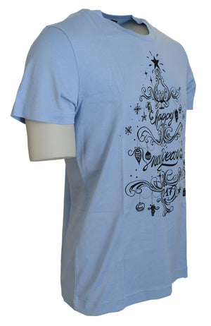 Hellblaues Baumwoll-T-Shirt „Happy New Year 2017“
