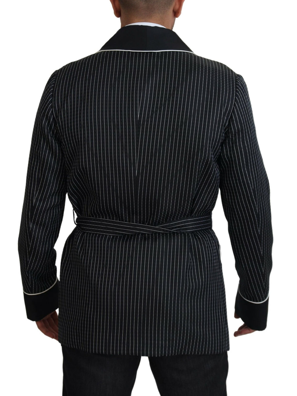 Schwarze Robe gestreifte DG Patch Jacke Herren Blazer