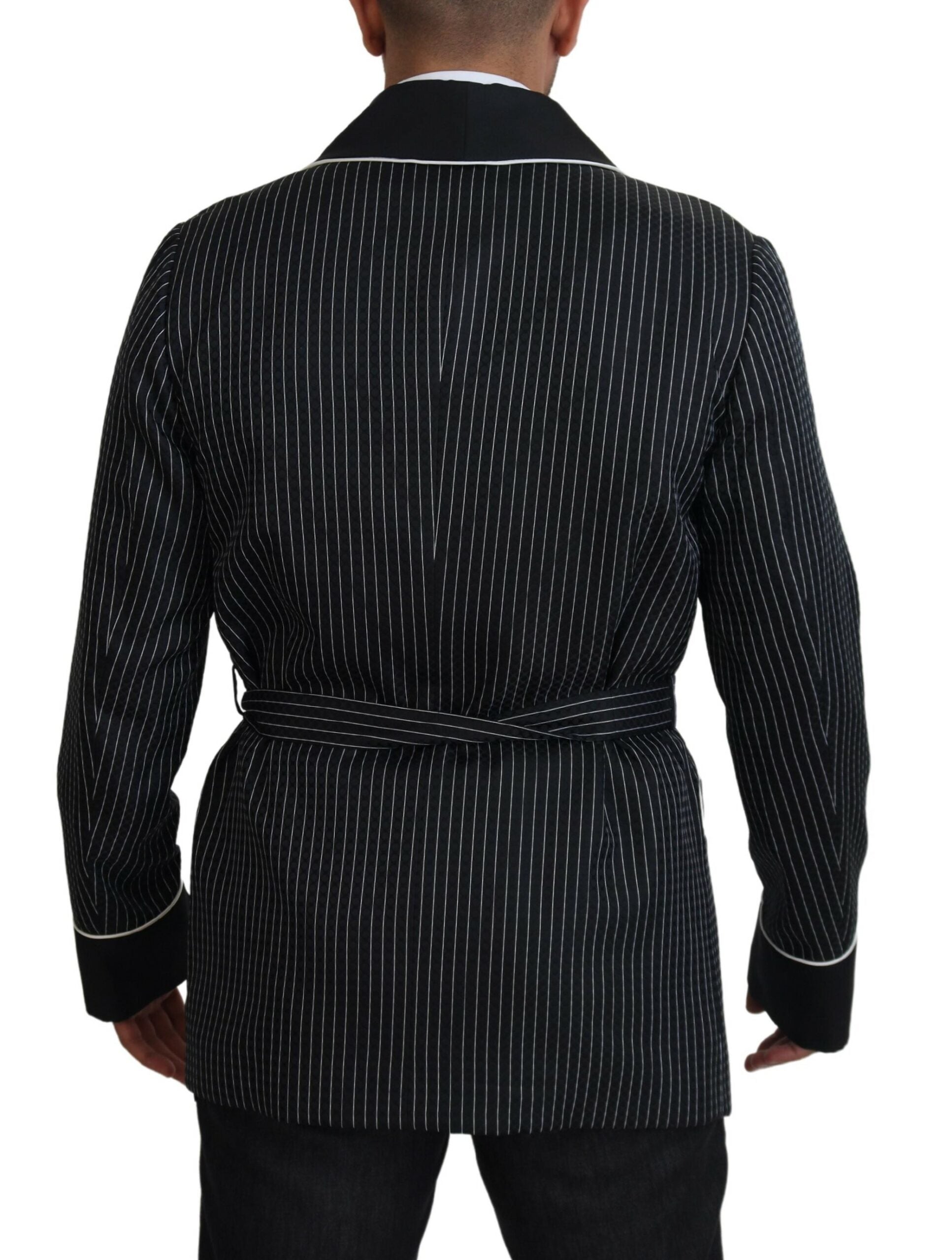 Schwarze Robe gestreifte DG Patch Jacke Herren Blazer