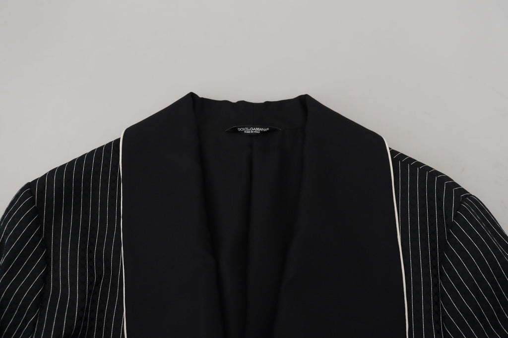 Schwarze Robe gestreifte DG Patch Jacke Herren Blazer
