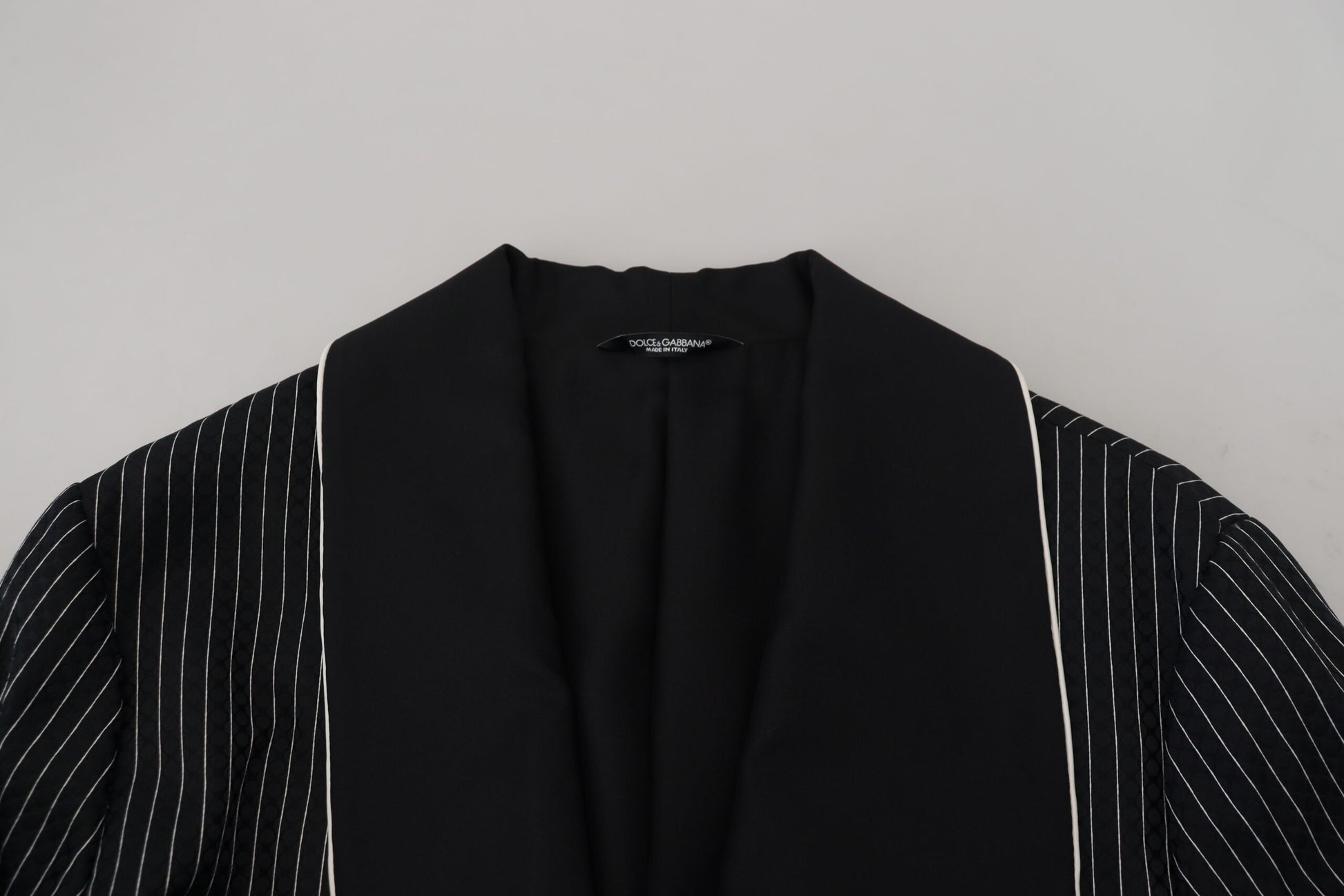 Schwarze Robe gestreifte DG Patch Jacke Herren Blazer