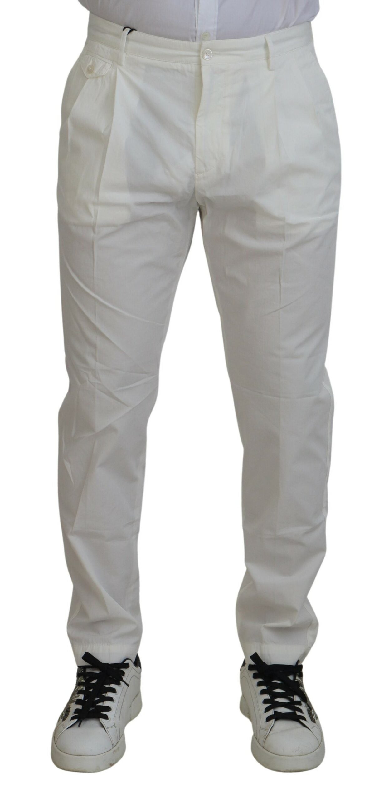 Weiße Skinny-Chinohose aus Baumwolle