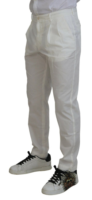 Weiße Skinny-Chinohose aus Baumwolle