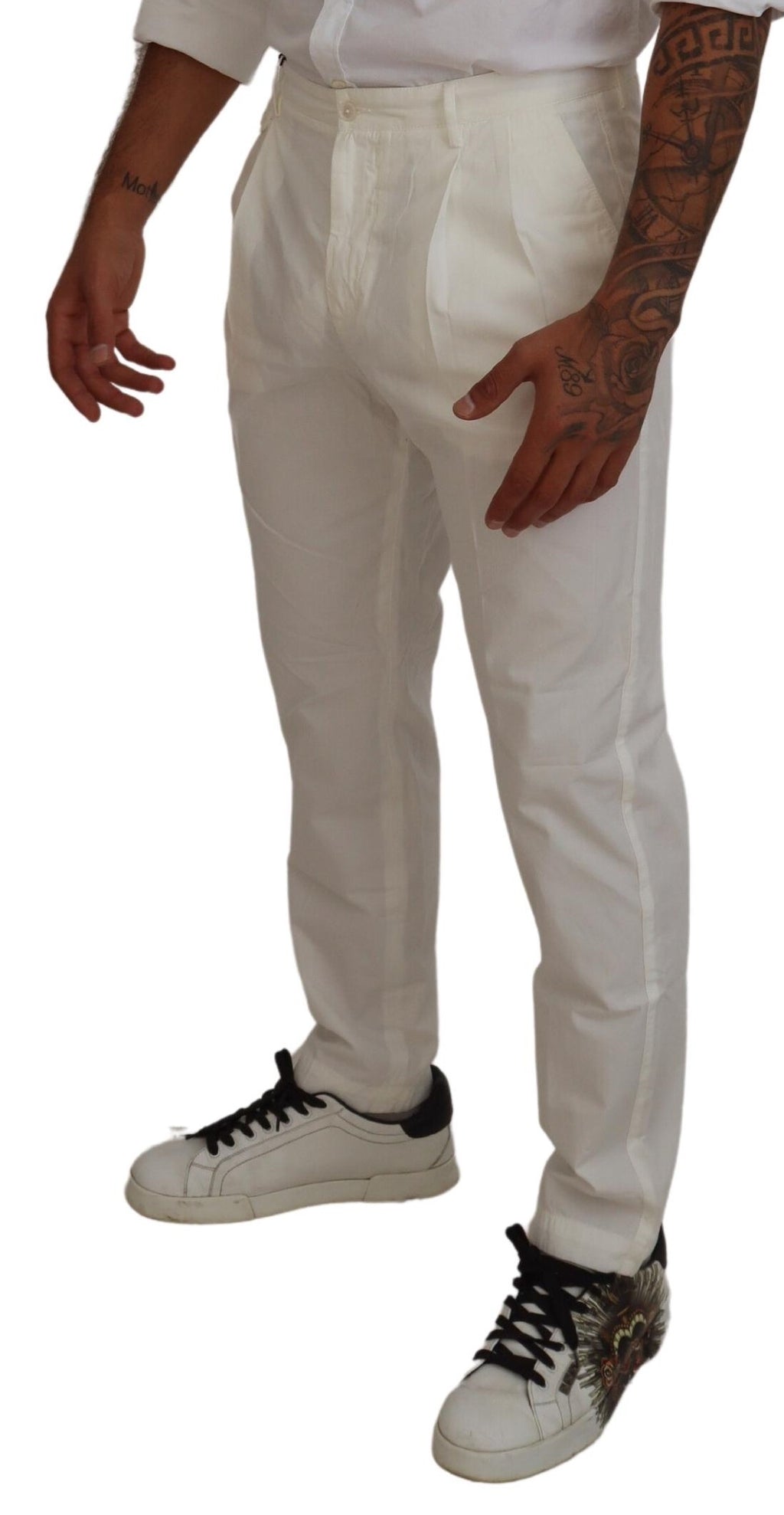 Weiße Skinny-Chinohose aus Baumwolle