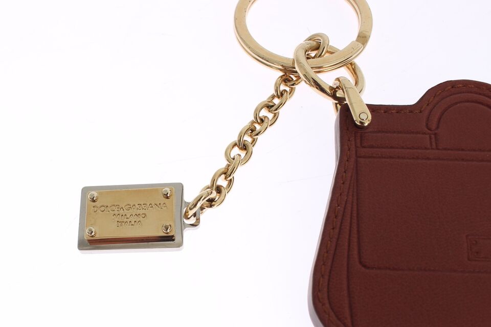 Brauner Leder-Schlüsselanhänger Miss SICILY Gold Finder Chain