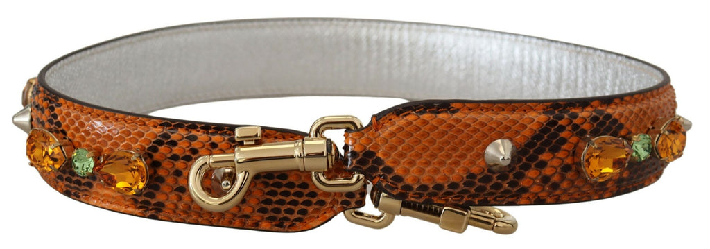 Orangefarbener Schultergurt mit Kristallen aus Leder für Taschen