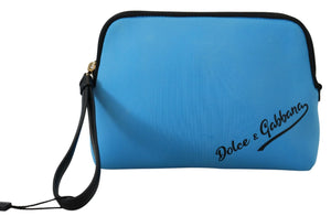 Blaue Handtasche mit Logo-Print und Leopardenmuster