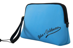 Blaue Handtasche mit Logo-Print und Leopardenmuster