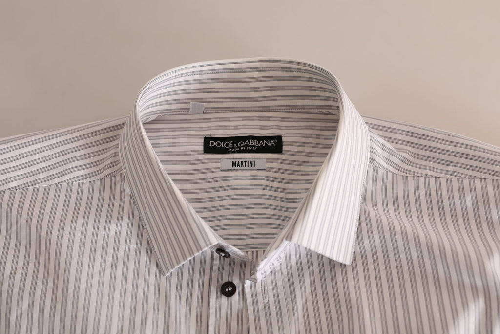 Weißes, gestreiftes MARTINI-Hemd aus Baumwolle