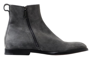 Graue Leder Herren Stiefeletten Schuhe