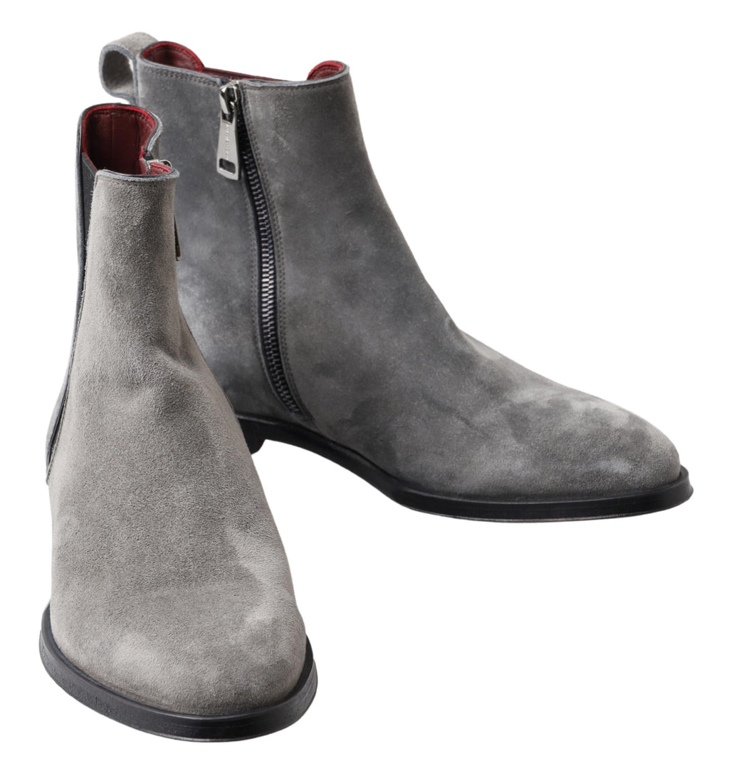 Graue Leder Herren Stiefeletten Schuhe