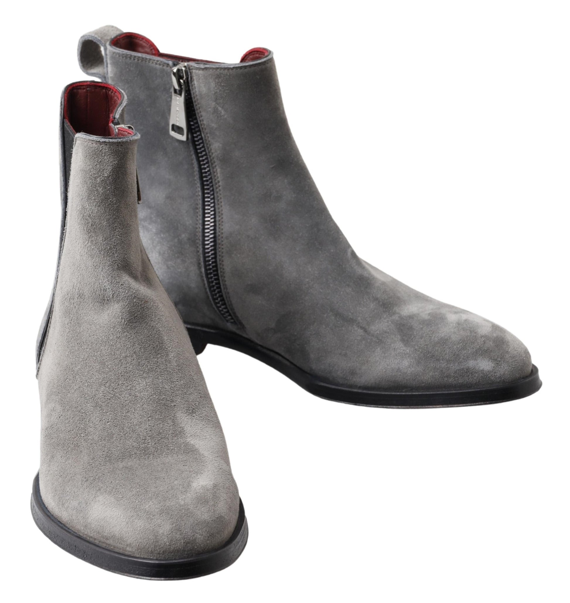 Graue Leder Herren Stiefeletten Schuhe
