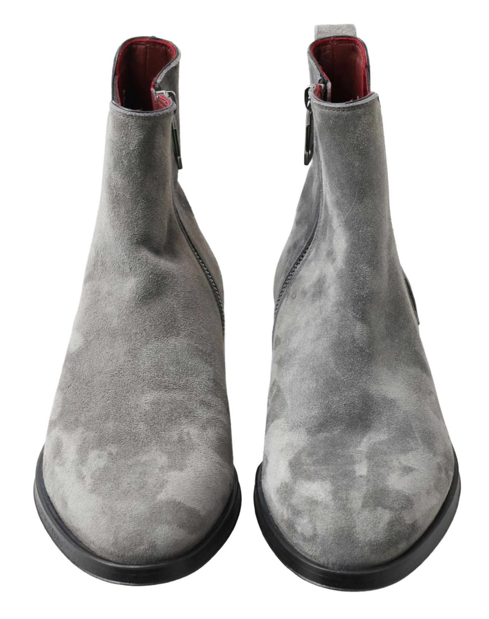 Graue Leder Herren Stiefeletten Schuhe