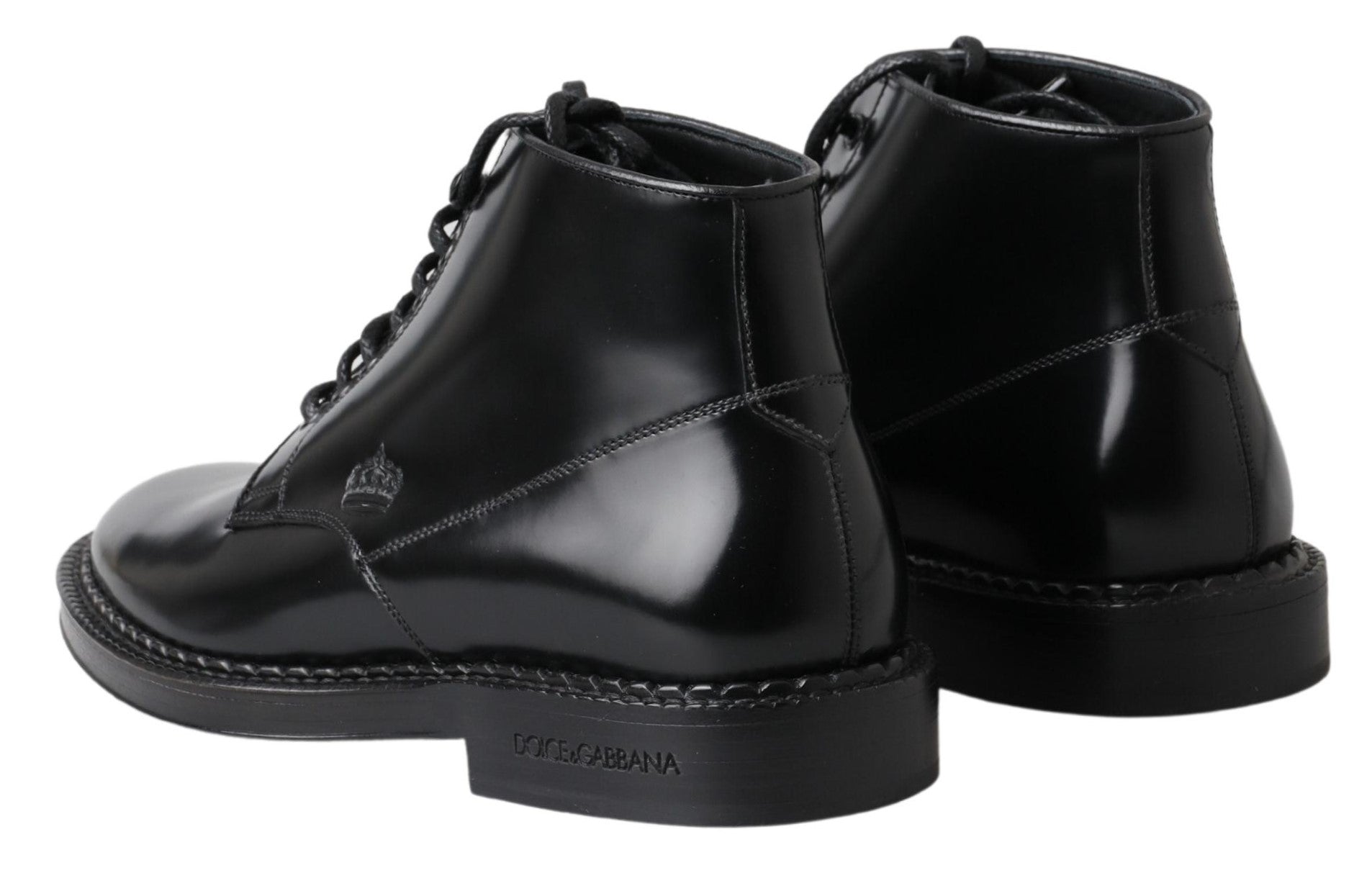 Schwarze Leder Herren Kurze Stiefel Schnürschuhe