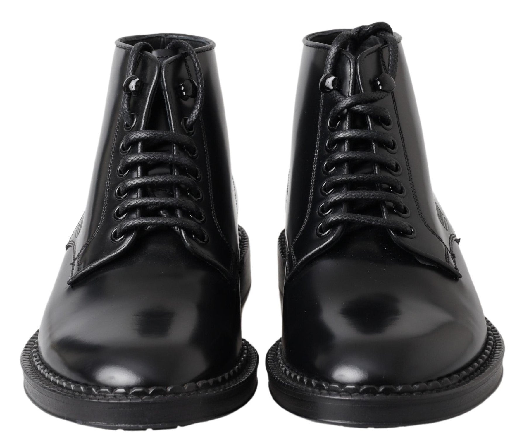 Schwarze Leder Herren Kurze Stiefel Schnürschuhe