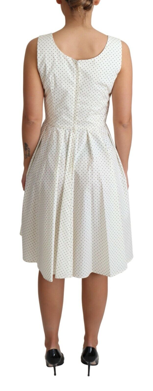 Weißes A-Linien-Kleid aus Baumwolle mit Punkten