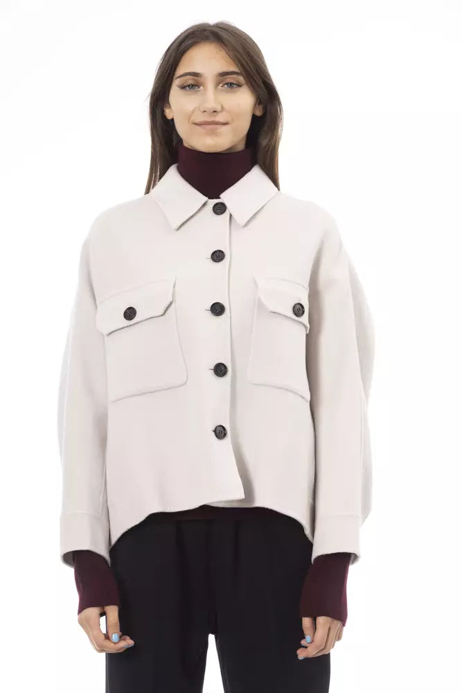 Elegante weiße Blazerjacke aus Wolle