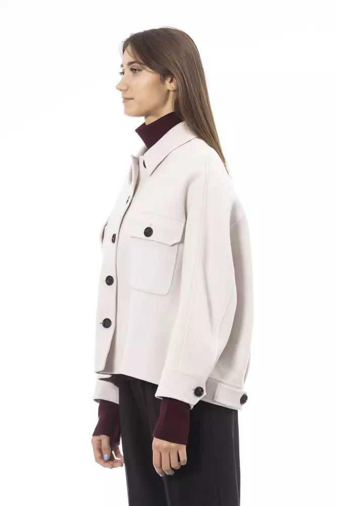 Elegante weiße Blazerjacke aus Wolle