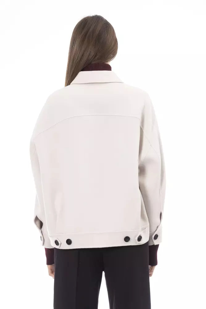 Elegante weiße Blazerjacke aus Wolle