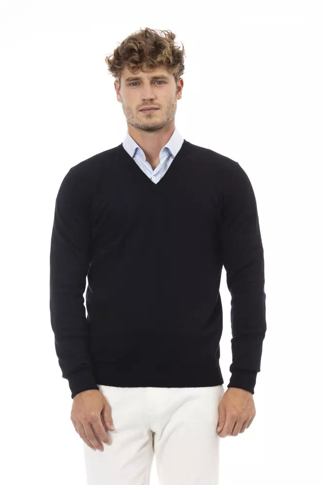 Schwarzer Wollpullover für Herren