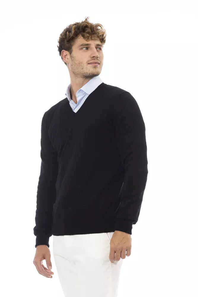 Schwarzer Wollpullover für Herren