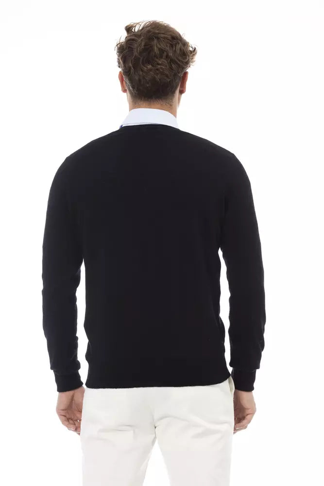 Schwarzer Wollpullover für Herren