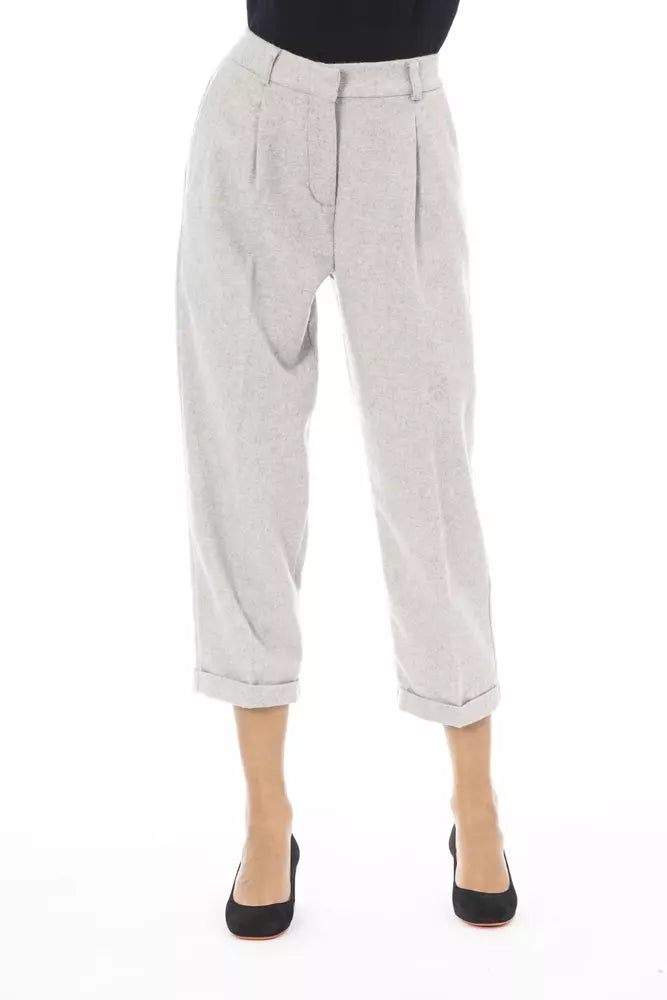 Graue Wollhose für Damen