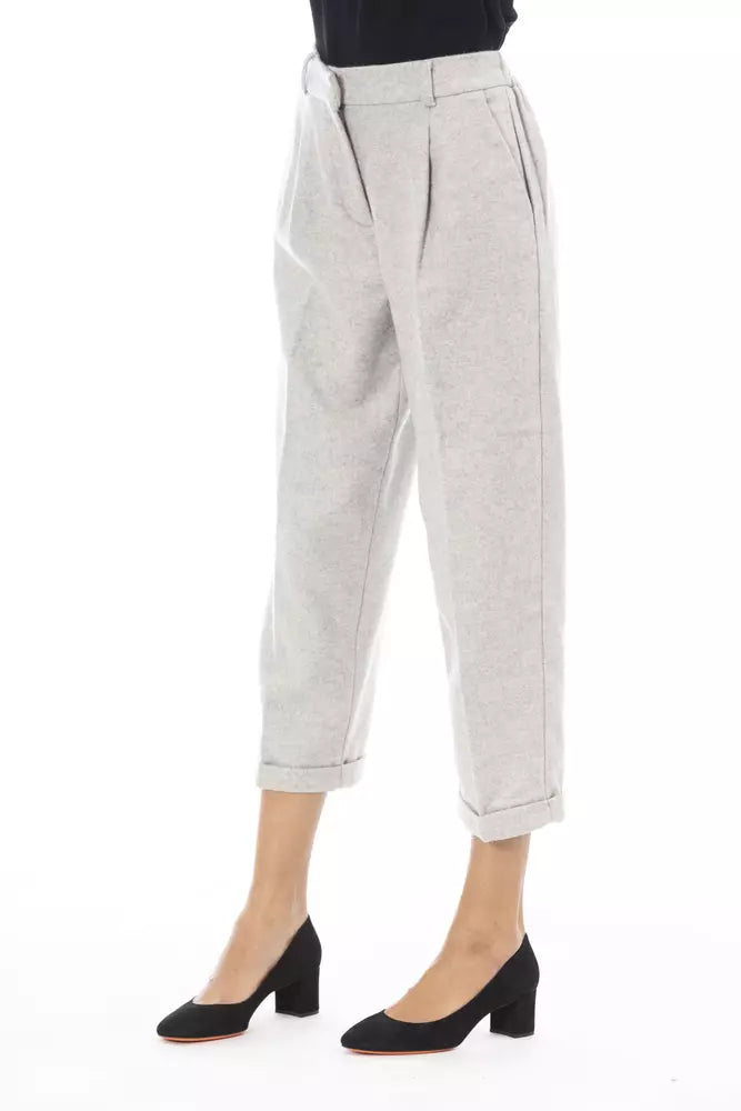 Graue Wollhose für Damen