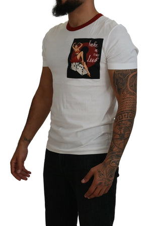 Weißes T-Shirt mit Rundhalsausschnitt und Logo-Print aus Baumwolle