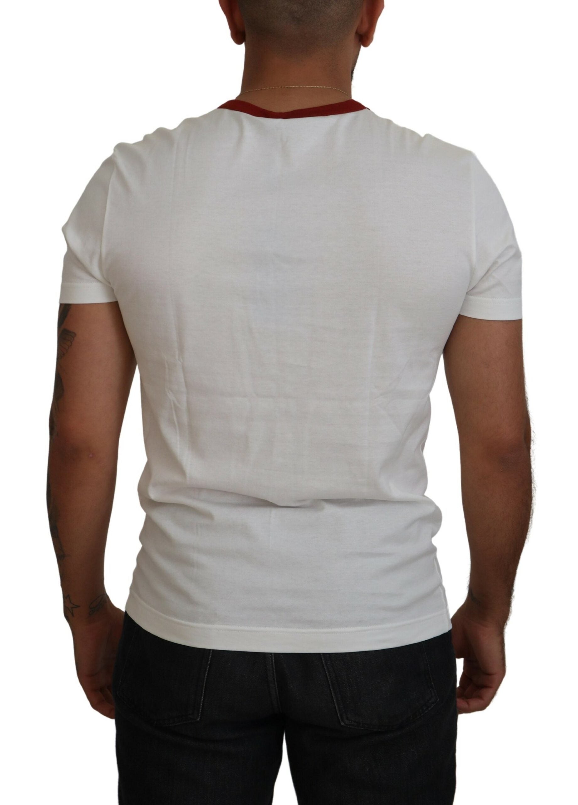 Weißes T-Shirt mit Rundhalsausschnitt und Logo-Print aus Baumwolle