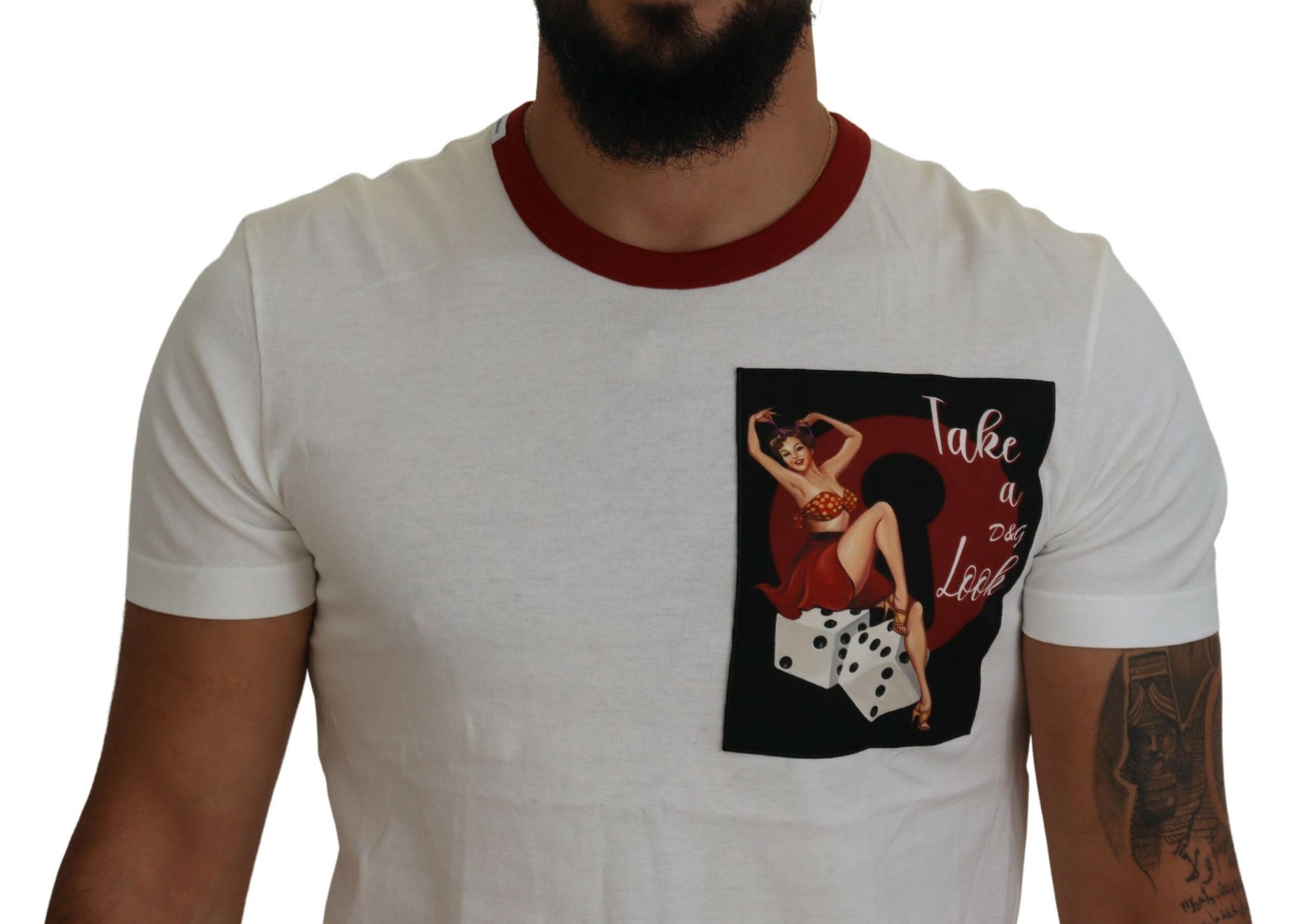Weißes T-Shirt mit Rundhalsausschnitt und Logo-Print aus Baumwolle