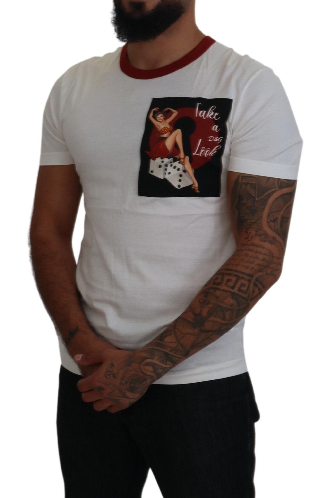 Weißes T-Shirt mit Rundhalsausschnitt und Logo-Print aus Baumwolle