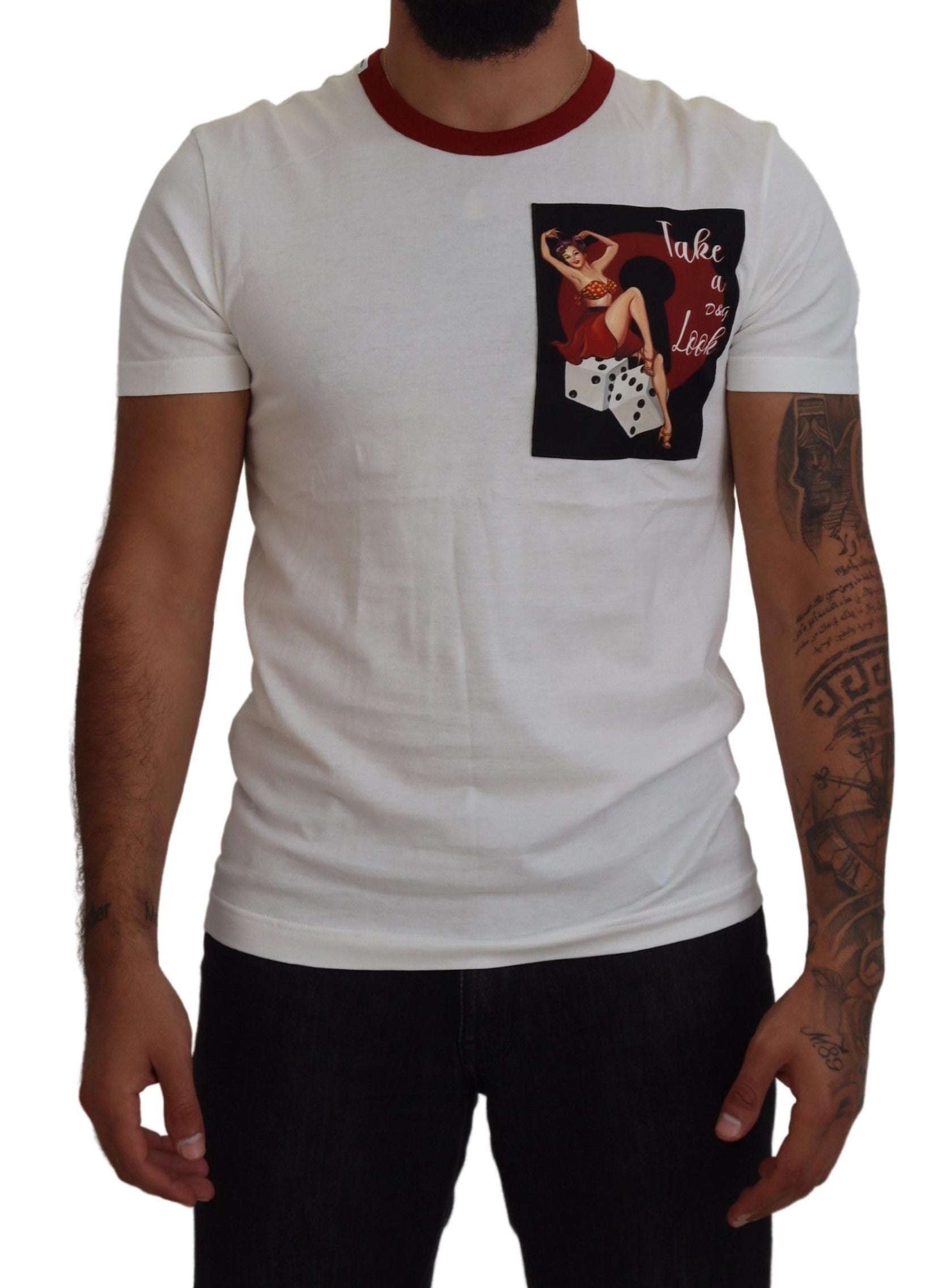 Weißes T-Shirt mit Rundhalsausschnitt und Logo-Print aus Baumwolle