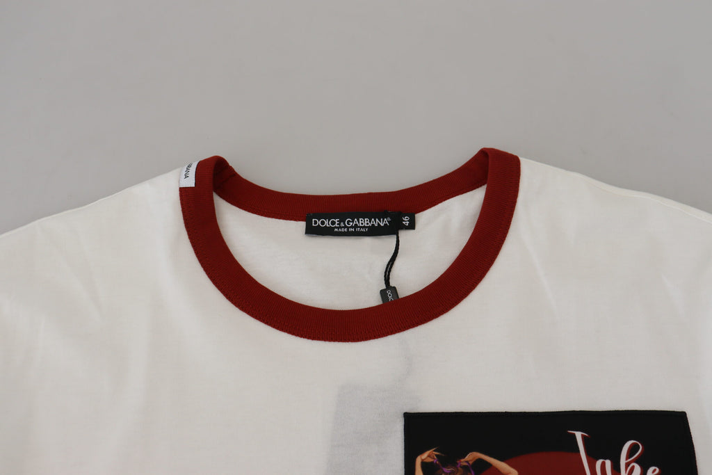 Weißes T-Shirt mit Rundhalsausschnitt und Logo-Print aus Baumwolle