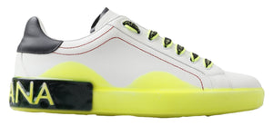 Weiß-gelbe Portofino-Sneakers aus Leder