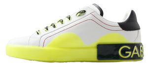 Weiß-gelbe Portofino-Sneakers aus Leder
