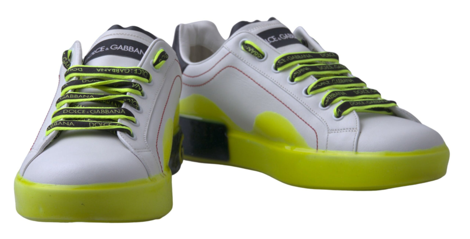 Weiß-gelbe Portofino-Sneakers aus Leder