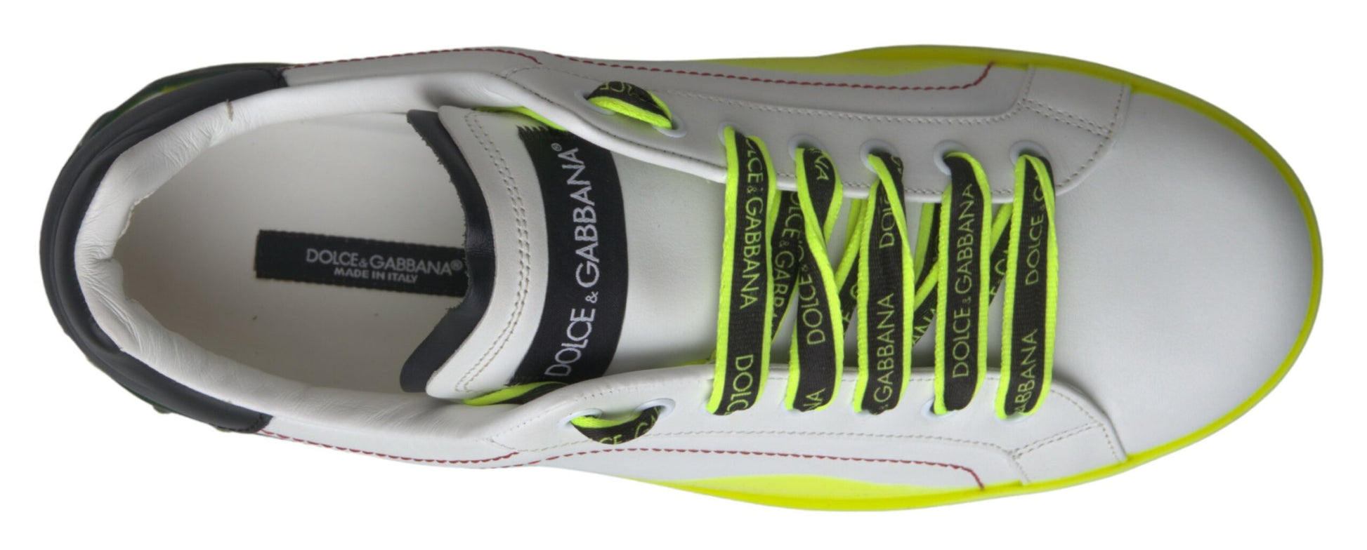 Weiß-gelbe Portofino-Sneakers aus Leder