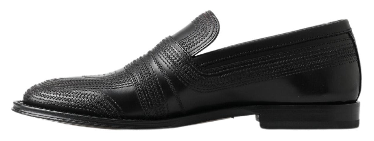 Schwarze Slipper-Loafer aus Leder mit Nähten